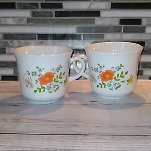 Corelle orange poppy wildflower tea coffee cups